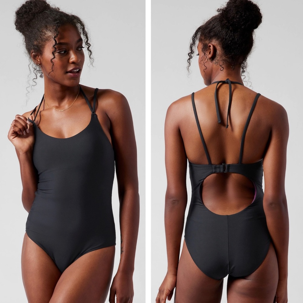 ATHLETA Keyhole One Piece Swimsuit Black NWT Size MP
